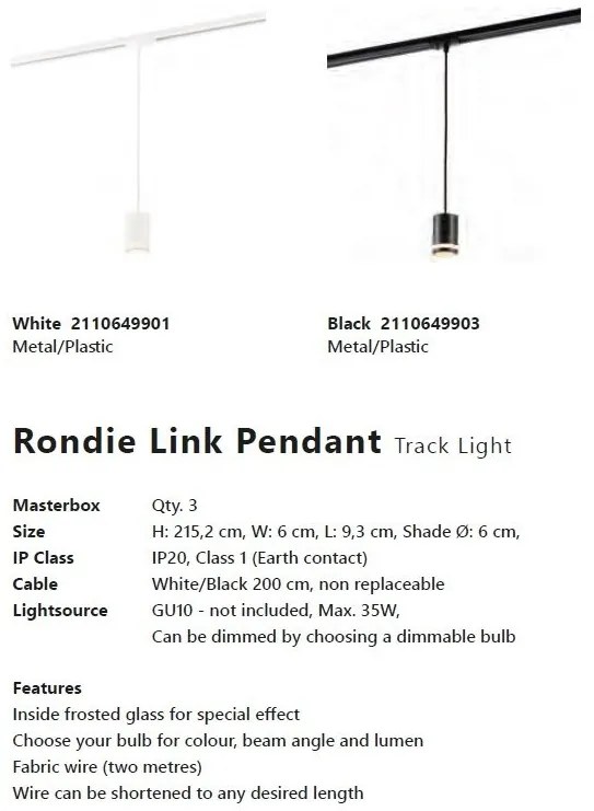 Accesoriu, Pendul Rondie alb pentru sina Nordlux Link