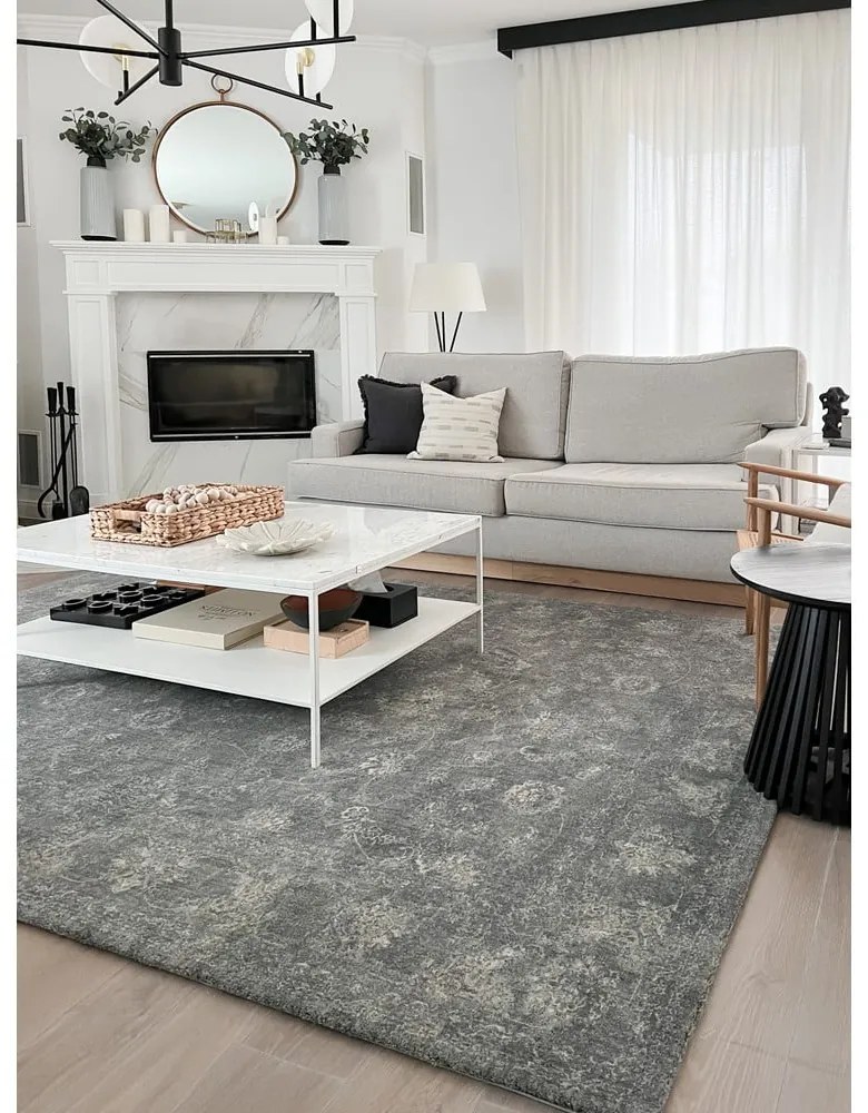 Covor gri din lână 300x400 cm Calisia Vintage Flora – Agnella