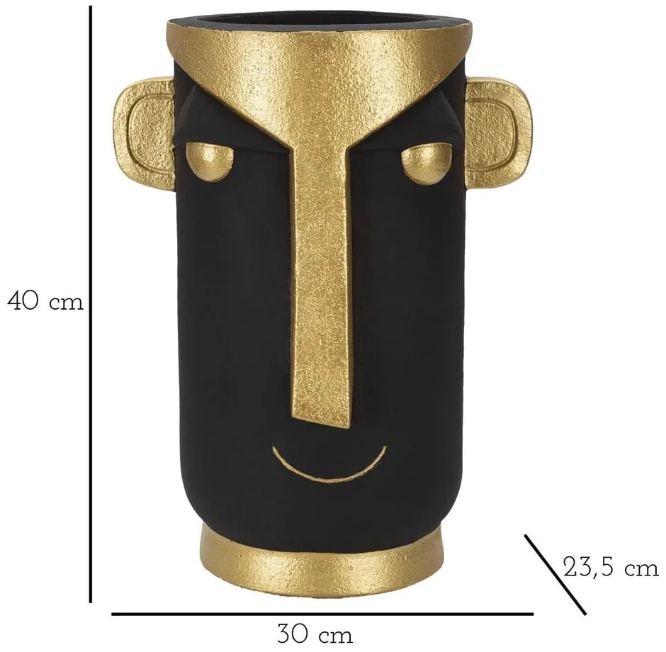 Vază negru-auriu din polirășină înaltă 40 cm Tribal – Mauro Ferretti