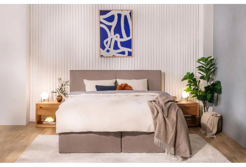 Pat boxspring taupe 180x200 cm Olia Bold – Bonami Selection