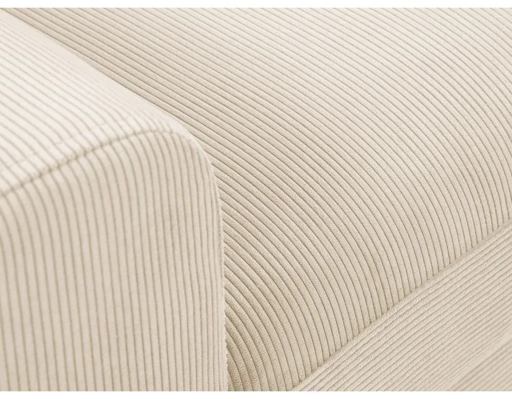 Colțar extensibil cu tapițerie reiată și șezlong pe partea dreaptă Micadoni Home Moghan, bej