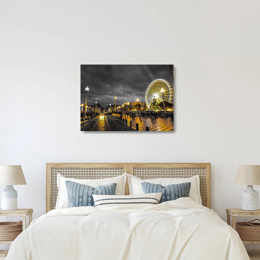 Tablou pe sticlă carusel în amurg (70x50 cm)
