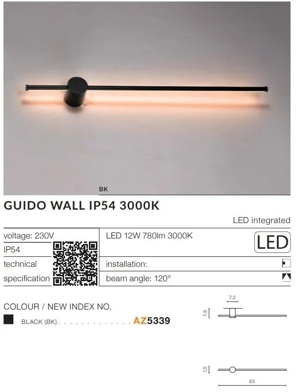 Aplica de perete exterior cu iluminat arhitectural IP54 LED GUIDO