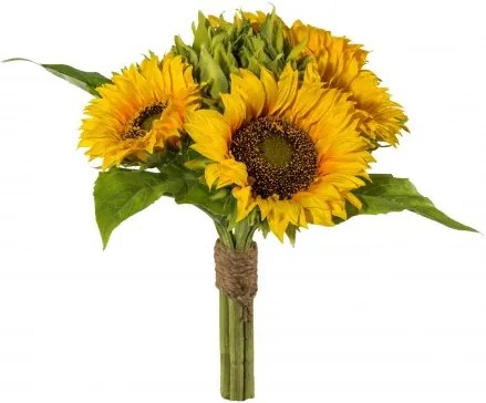 Buchet flori artificiale, Sunflower Galben / Verde, H35 cm