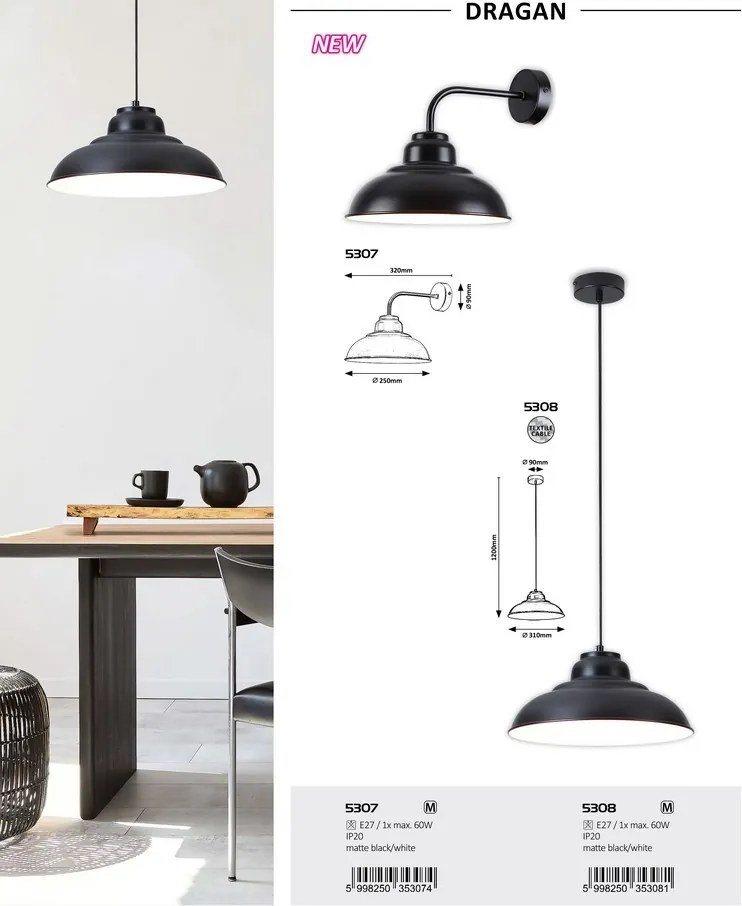 Pendul design industrial Dragan negru