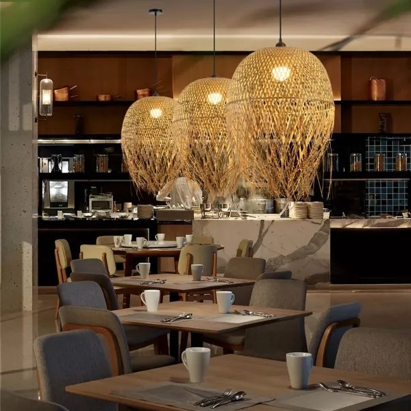 Lustră pe cablu Immax 08271L HILO 1xE27/40W/230V d. 45 cm bambus