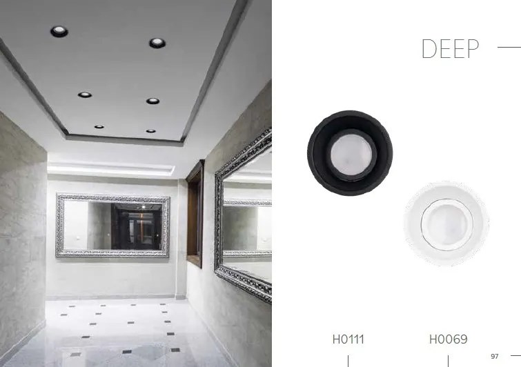 Spot incastrabil tavan/perete, design modern DEEP negru H0111 MX