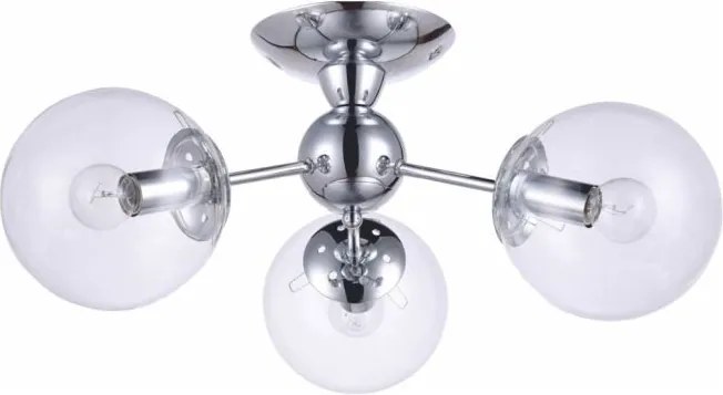 Candelabru Klausen Sedna 3 Argintiu, 3xE27, Design Clasic Metal si Sticla, Diametru 60 cm, Inaltime 20 cm, Iluminat Elegant pentru Living sau Dining
