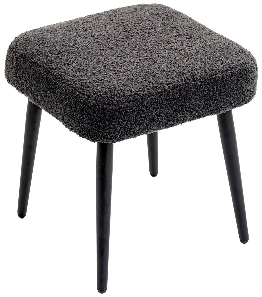 HOMCOM Taburet, suport pentru picioare, scaun captusit, aspect casmir, picioare din otel, 42 x 42 x 47 cm, Gri inchis | Aosom Romania