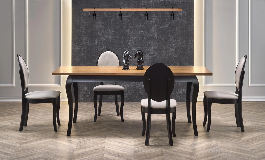 Masă de sufragerie Warin (gri închis + negru) (pentru 6 până la 8 persoane). 1028063