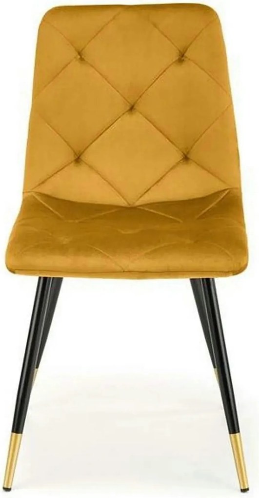 Scaun tapitat K438, galben, stofa catifelata, 45x50x86 cm