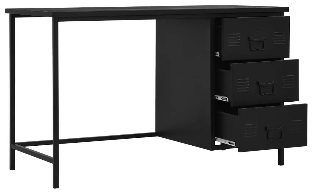 145361 vidaXL Birou cu sertare, negru, 120 x 55 x 75 cm, oțel, industrial