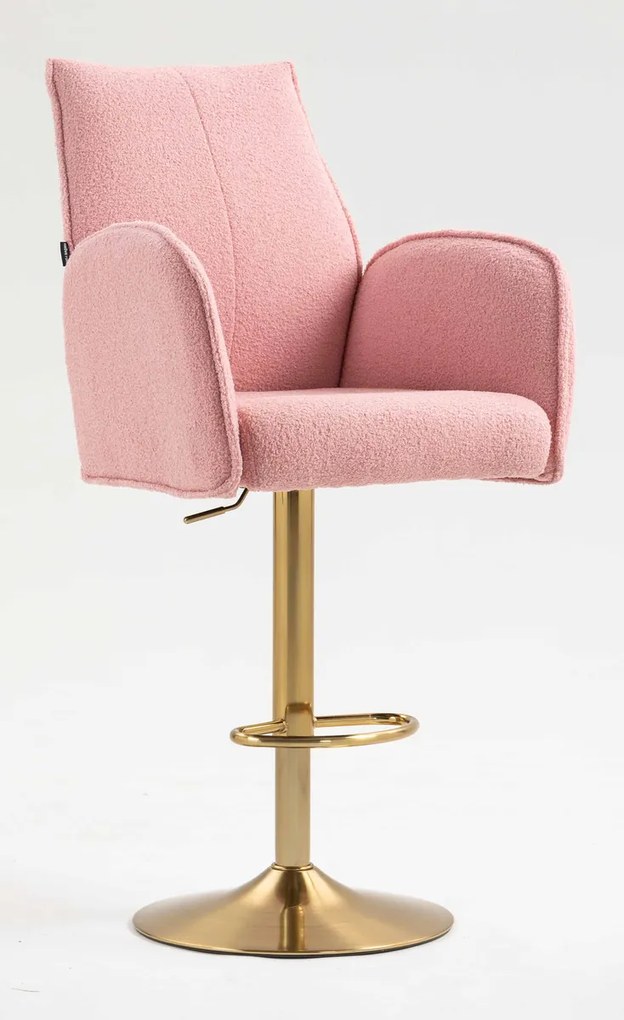 HR280W Scaun Roz Pudra Boucle cu Bază Aurie