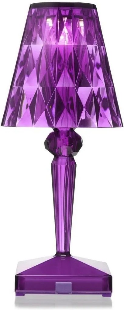 Veioza Kartell Battery design Ferruccio Laviani, LED 0.8W, h22cm, violet pruna transparent