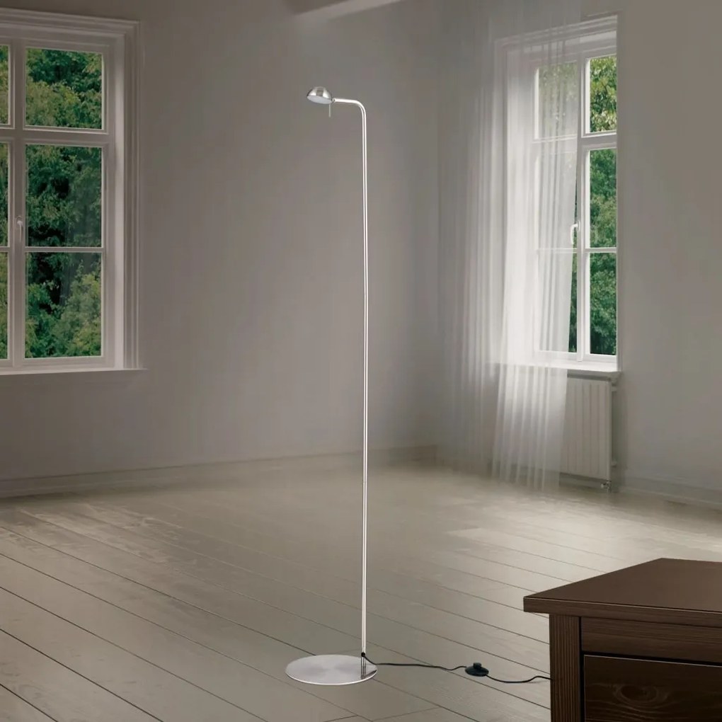 Lampadar LED cu spot ajustabil STUDENT crom satin