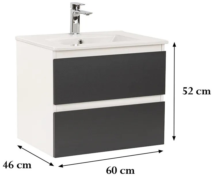 Dulap inferior Vario Forte 60 cu lavoar alb-antracit