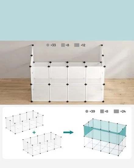 Gard pentru animale mici din plastic transparent BEN, 143x71x47cm, transparent SongmicsHome