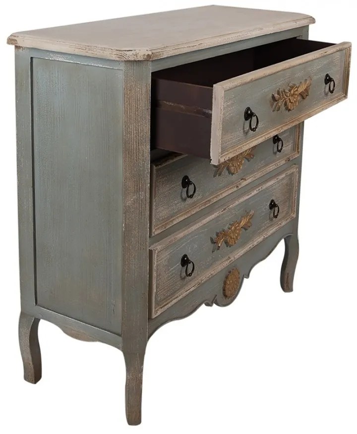 Comoda verde, din lemn masiv, aspect vintage, Brocanteur
