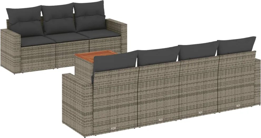 vidaXL Set canapele de grădină cu perne, 8 piese, gri, poliratan