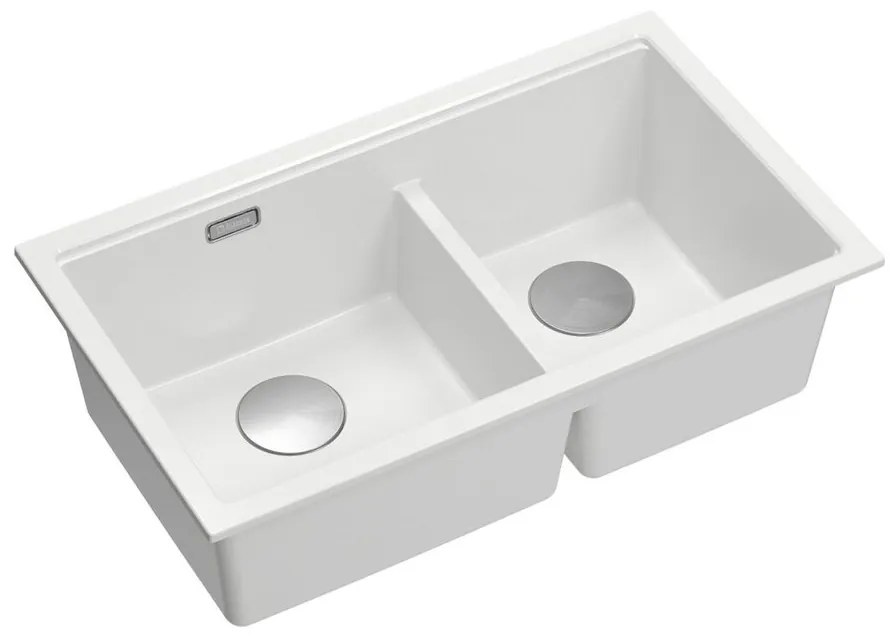 Chiuveta compozit sub blat Quadron Logan 120 alb - inox 76x45 cm
