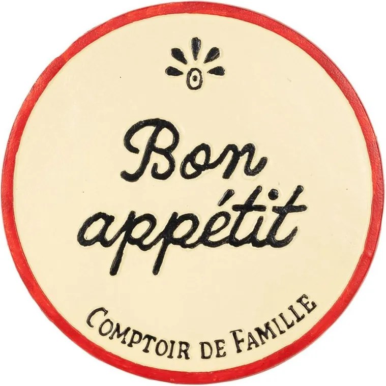 Suport din fontă pentru vase fierbinți „Bon Appétit”, ivoire cu roșu, Ø24,5 cm