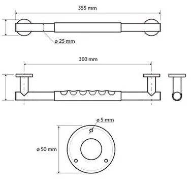 Mâner de siguranță pentru baie de montat pe perete din oțel inoxidabil 35,5 cm – Sapho