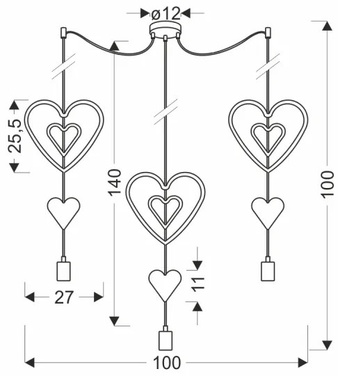 Lustra pentru copii TRIO cu cablu 3xE27/20W/230V roz/alb/gri