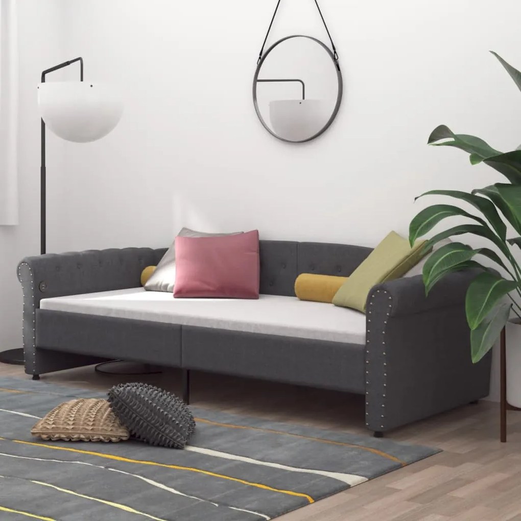 337215 vidaXL Pat de zi, gri închis, 90x200 cm, textil, USB