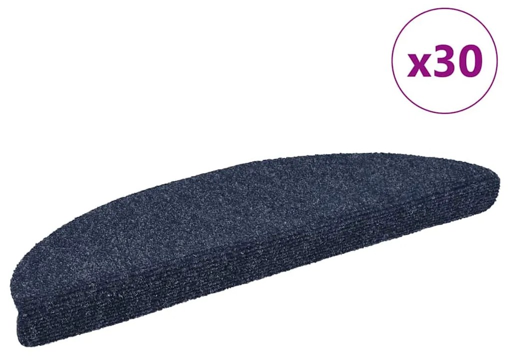 vidaXL Covorașe autoadezive pentru scări, 30 buc., 56x17x3 cm, semirotunde, albastre