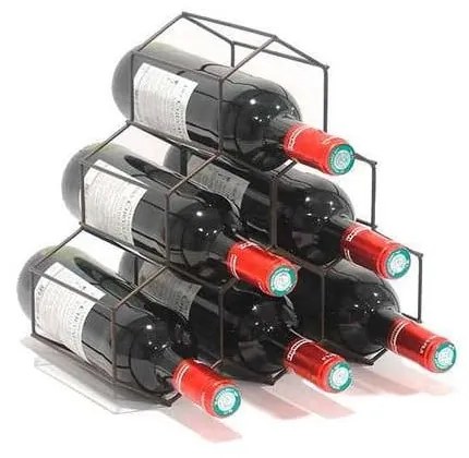 Suport metalic pentru sticle de vin Compactor, negru