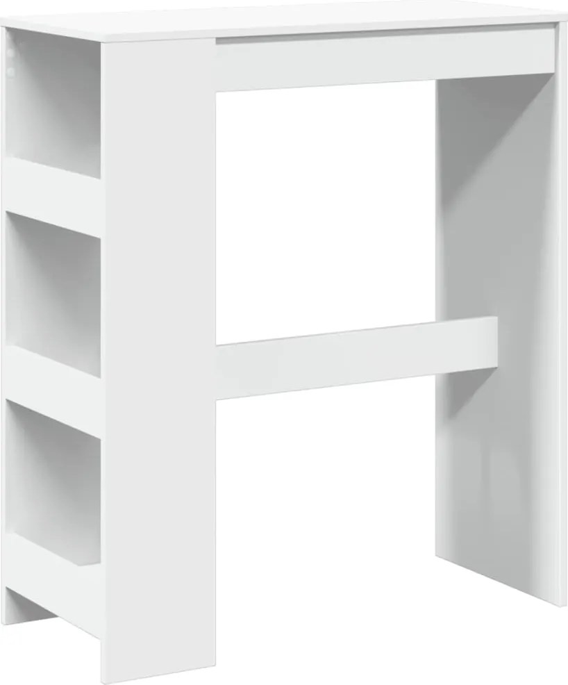 vidaXL Masă de bar cu rafturi, alb, 90x40x103,5 cm, lemn prelucrat