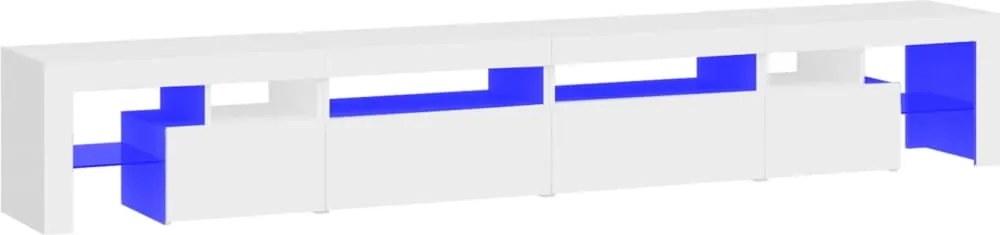 vidaXL Comodă TV cu lumini LED, alb, 260x36,5x40cm