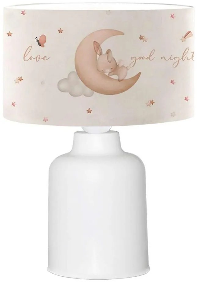 Lampă de noptieră pentru copii CANDY, 1xE27/40W/230V, alb/bej