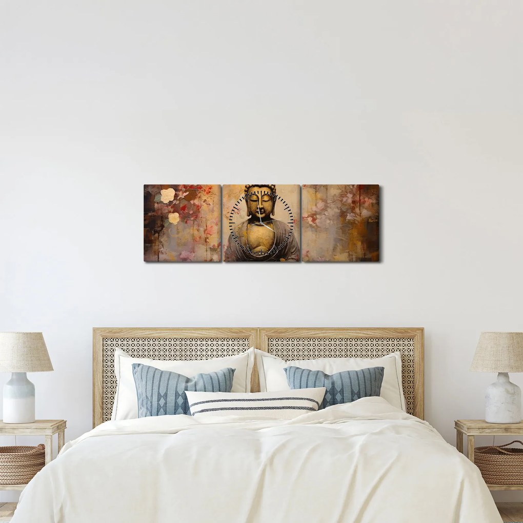 Tablou - Buddha, pictură (cu ceas) (90x30 cm)