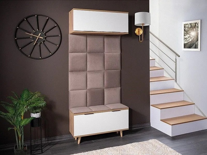 Set mobilier pentru hol Platus (bej + alb + stejar sonoma). 1091996