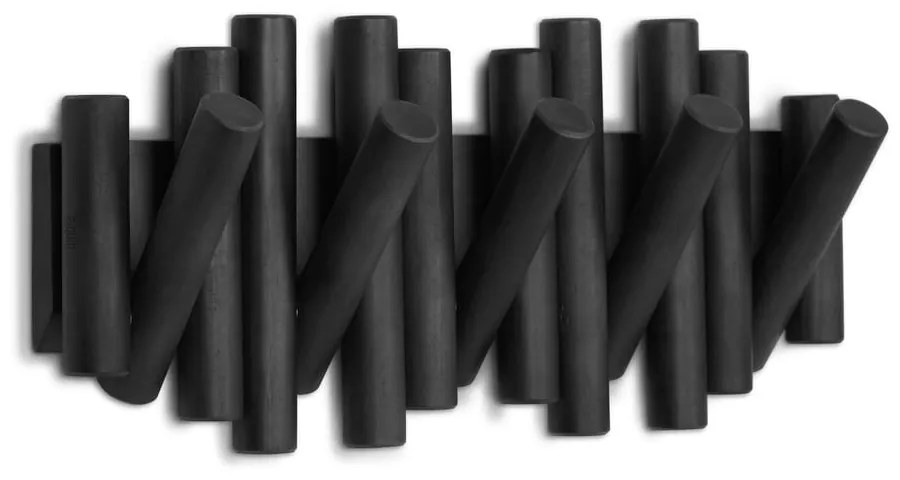 Cuier de perete negru din lemn masiv de pin Picket – Umbra