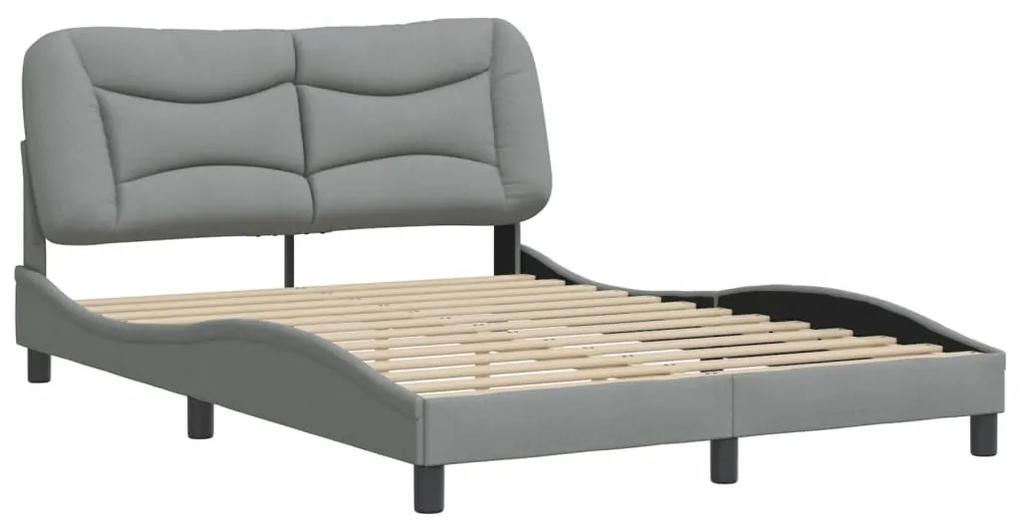 3207765 vidaXL Cadru de pat cu tăblie, gri deschis, 140x190 cm, textil