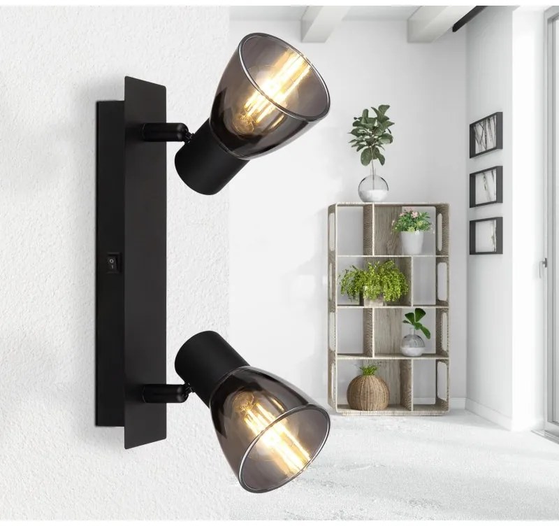 Aplica de perete / tavan cu 2 spoturi directionabile design modern CLAUDE negru