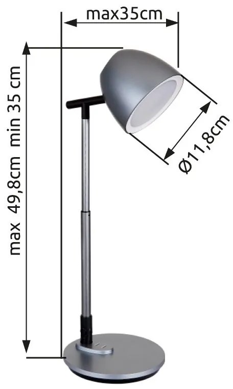 Lampa de birou aluminiu, plastic gri inchis LED CCT CASALA