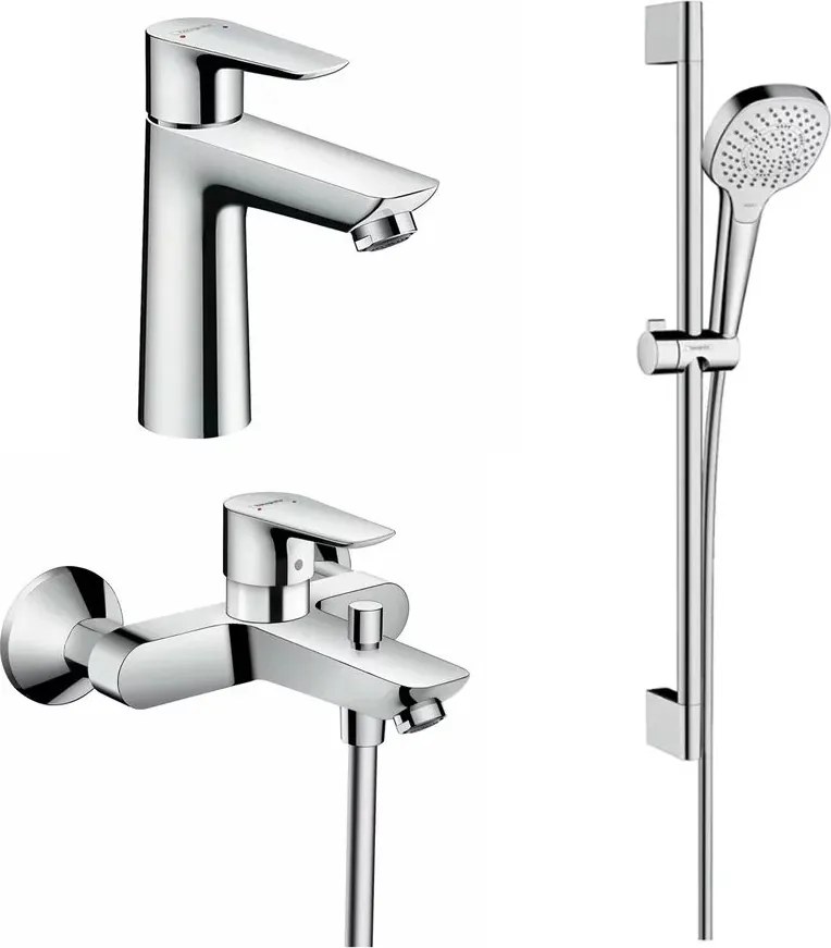 Set baterii lavoar, cada si set de dus Hansgrohe Talis E crom