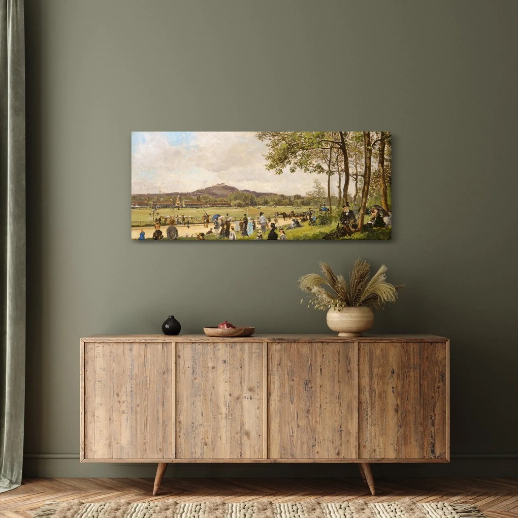Tablou - French 19th Century, Race Course at Longchamps, reproducere (120x50 cm)
