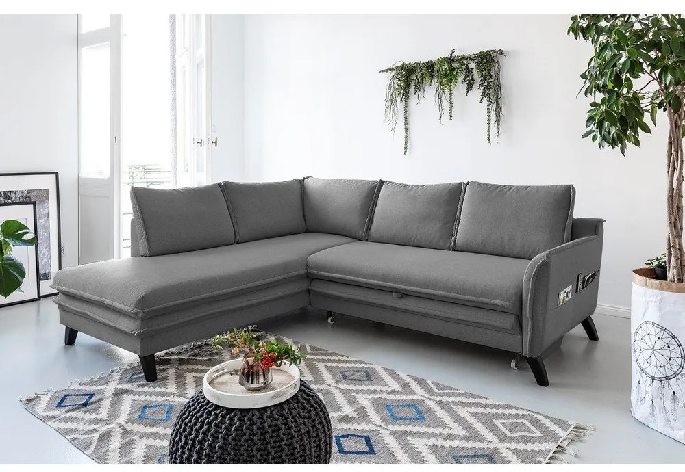 Colțar extensibil cu șezlong pe partea stângă Miuform Charming Charlie L, gri