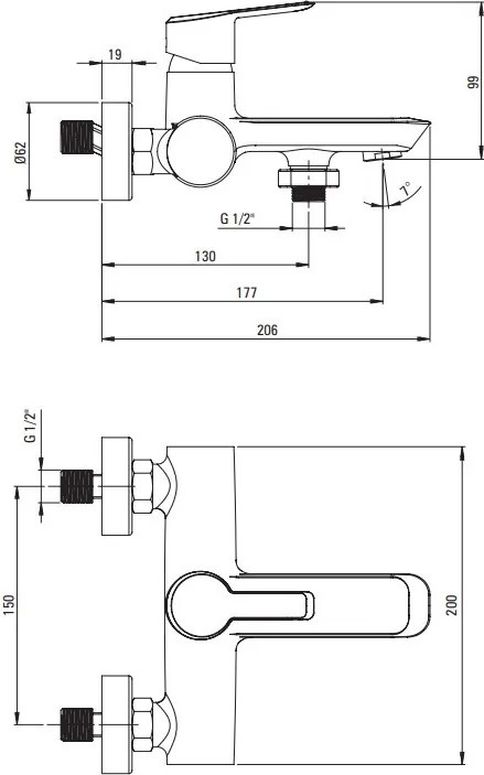 ARNIKA Baterie pentru Cadă Montată pe Perete - Finisaj Auriu Periat BQA_R10N