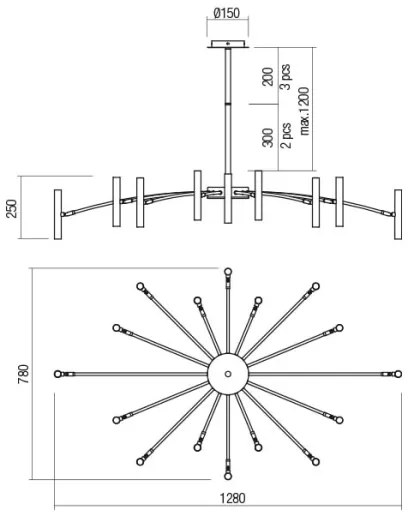Lustră pe tijă RAYEN Redo 01-2776 16xG9/10W/230V bronz