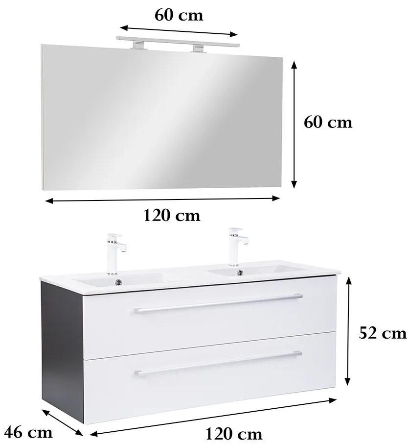 Mobilier complet de baie Vario Clam 120 antracit-alb