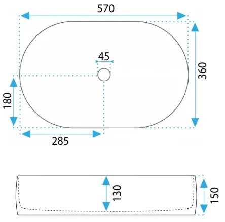 REA-U0600 - Lavoar pentru blat ALMA 36x57 cm ceramică/alb lucios