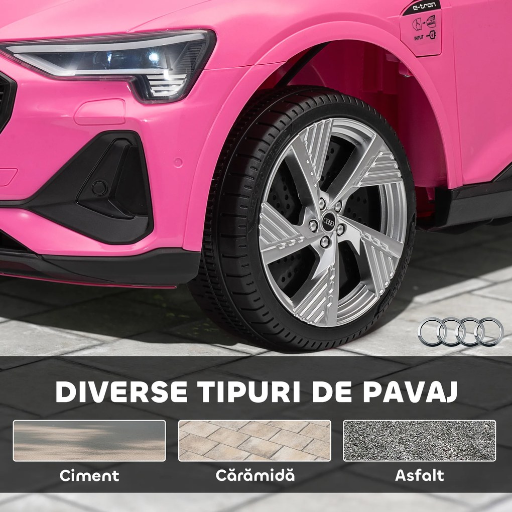 HOMCOM Mașină Electrică pentru Copii 12V cu Telecomandă, Viteză 3-5 km/h și Muzică, Culoare Roz | Aosom Romania