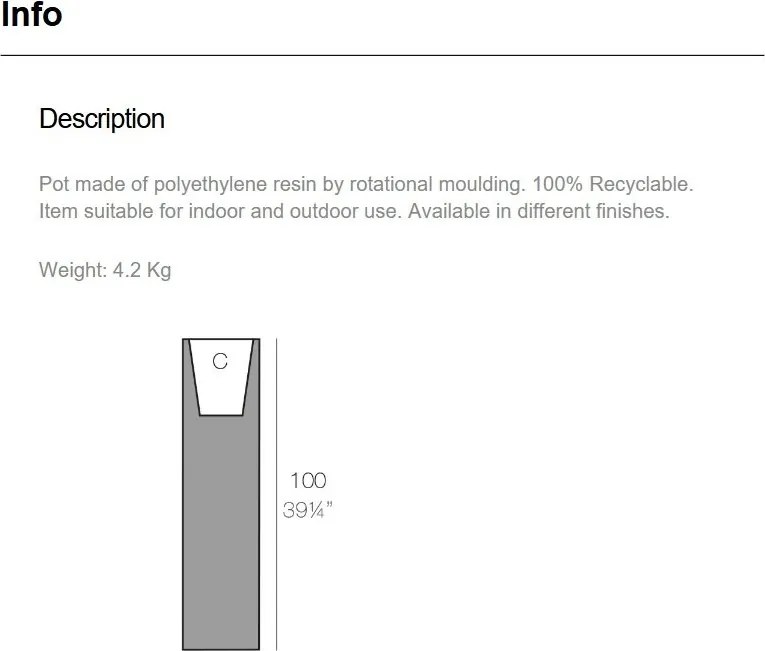 Ghiveci plante design decorativ exterior/interior TOWER 25×100cm