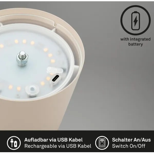 Lampă LED reîncărcabilă dimabilă de masă Briloner 7508011 LED/2,5W/5V IP44 bej