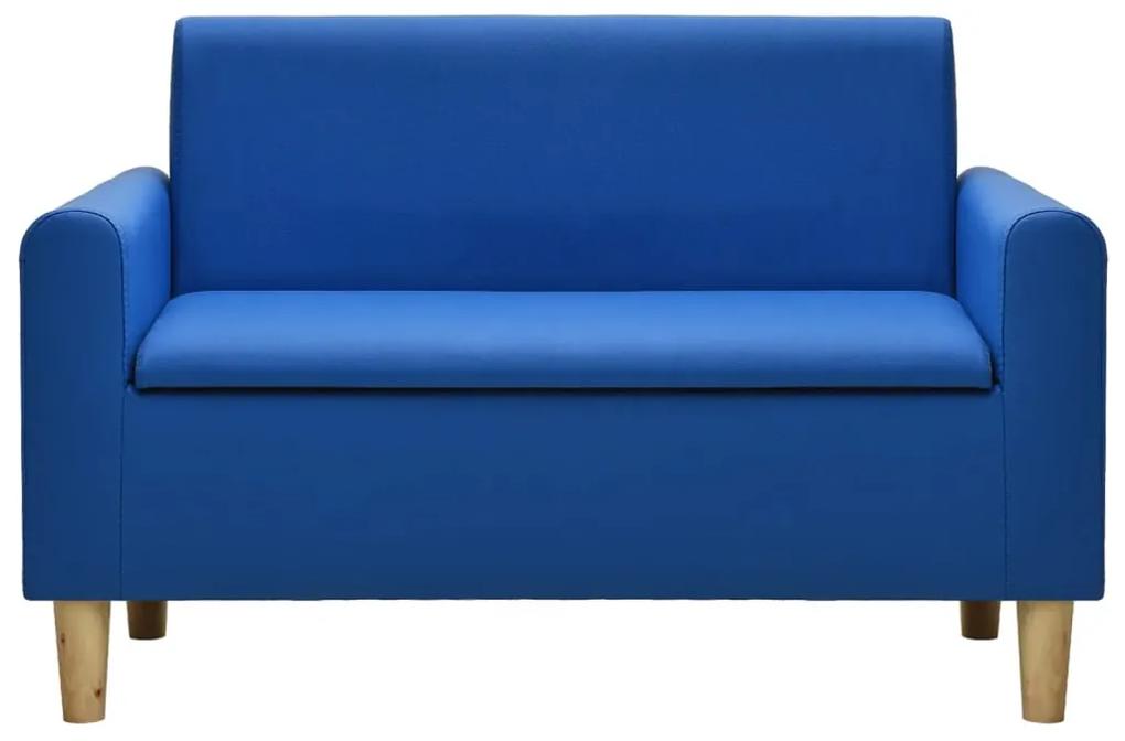 325509 vidaXL Canapea pentru copii cu 2 locuri, albastru, piele ecologică